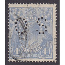 Australian    King George V    4d Blue   Single Crown WMK  Perf O.S. Plate Variety 2L56..